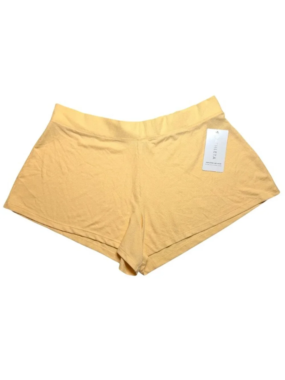 NWT Athleta Wind Down Sleep Shorts 1X Lunaria Yellow Waffle Knit Lounge Plus - Picture 2 of 11